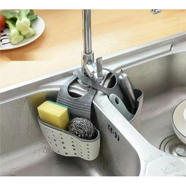 Kitchen Sink Sponge Holder and Kitchen Hanging Basket Storage