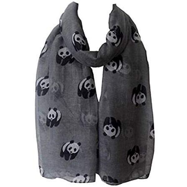 Lightweight Grey Scarf Black & White Giant Panda Print