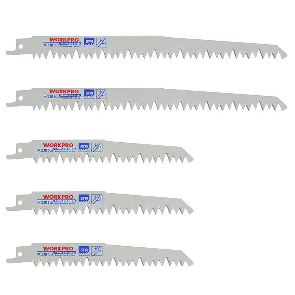 WORKPRO Reciprocating Saw Replacement Blades, Electric Saw Replacement Blades for Cutting Branches, Fresh Trees, Pruning Fruit Trees, Garden Tree Pruning, 9.1 inches (230 mm), 5.0 inches (152 mm), Set