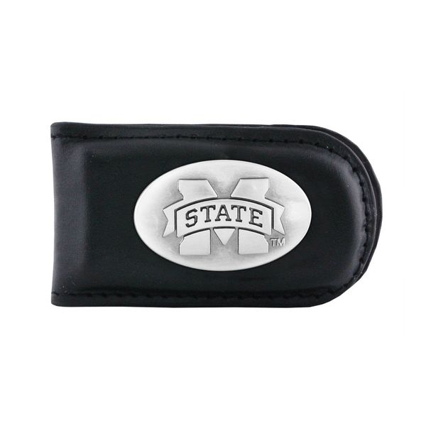 NCAA Mississippi State Bulldogs Zep-Pro Leather Magnet Concho Money Clip, Black