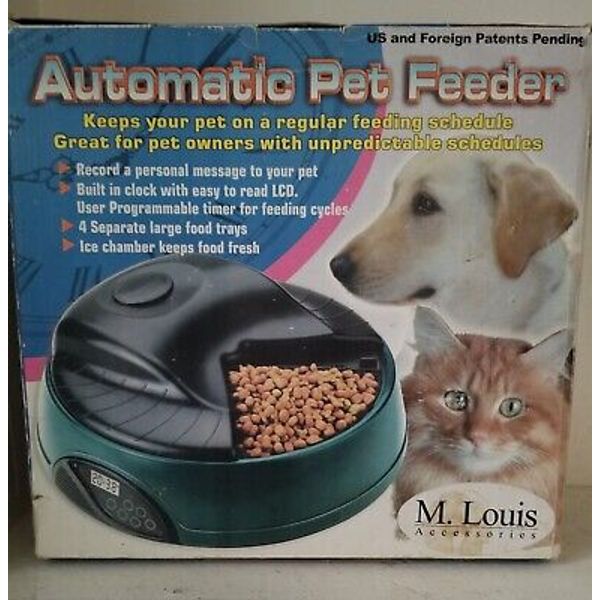 NIB Automatic Dog/Cat Feeder w Voice Recorder, Timer, 4 Lg Chambers, Ice Chamber