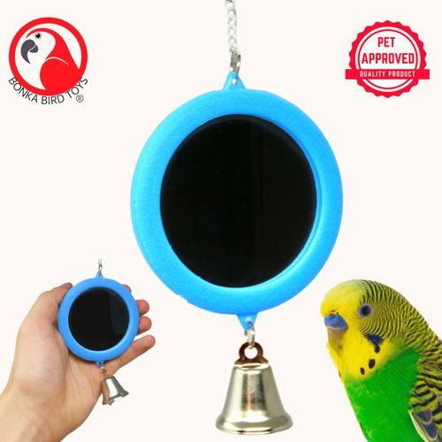 36415 Medium Mirror Bird Toy Cockatiel Parakeets Toys Canaries cage Cages Budgie (Blue)