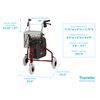 NOVA Traveler 3 Wheel Rollator Walker, All Terrain 8” Wheels, Includes Bag, Basket and Tray, Red
