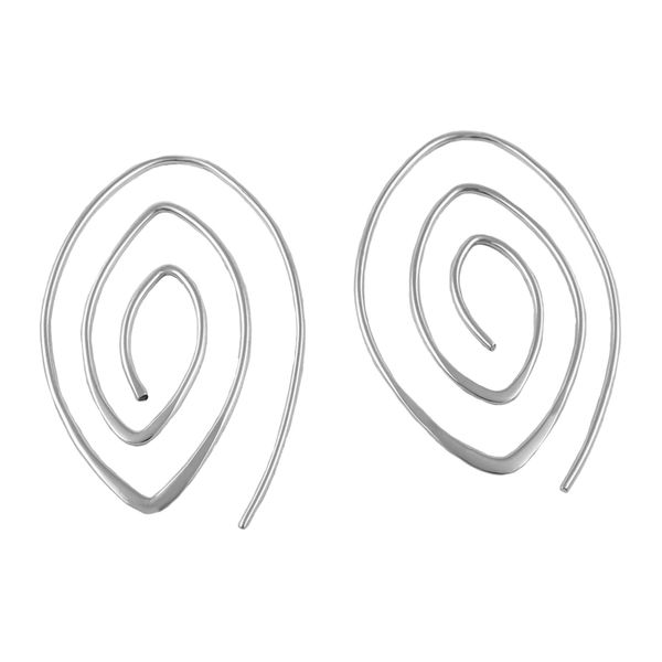 Solid Polished 925 Sterling Silver Spiral Threader Drop Earrings