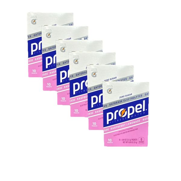 6 Boxes Propel Flavored Water Powder Mix Raspberry Lemonade 60 Servings  NEW