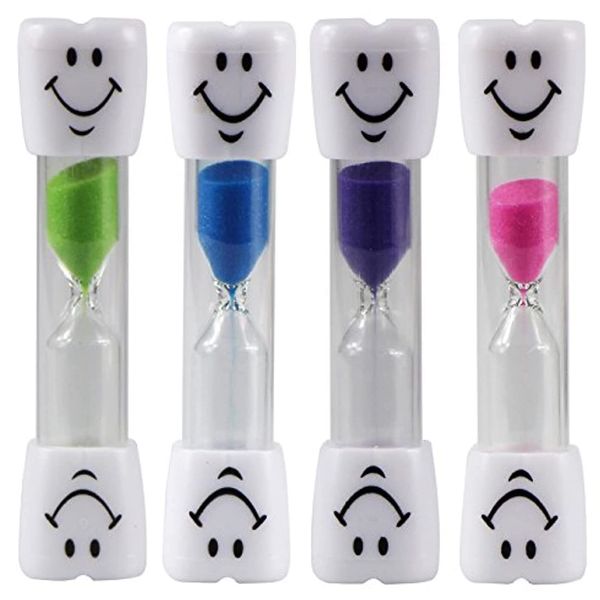 4 Pieces 3 Minute Toothbrush Sand Timer for Kids, Assorted Colors Tooth Shape Timers Plastic Hourglass for Proper Tooth Brushing Boys Girls Oral Care