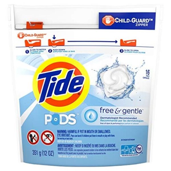 Tide Pods Free & Gentle - 16Count, 14 oz