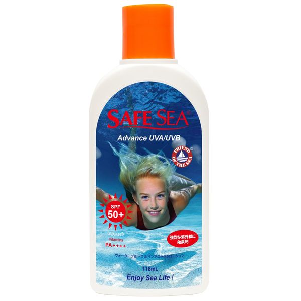 Safe Sea ADVANCE SPF50+ PA+++ Sunscreen, Lotion, 4.6 fl oz (118 ml), Waterproof, Vitamin Formulated