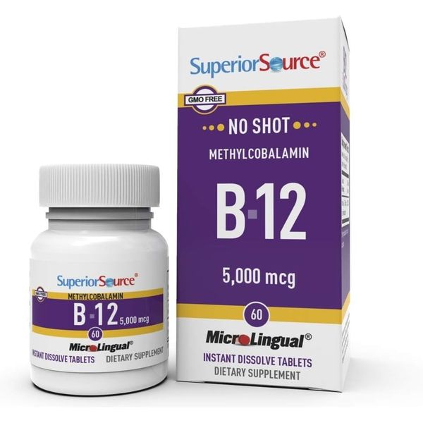 Superior Source No Shot Vitamin B12 Methylcobalamin 5000 mcg, Quick Dissolve Mic