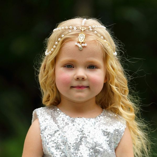 Golden Headband Princess Hair Chain For Little Girls Birthday,Wedding Party Dress Up(Style1)