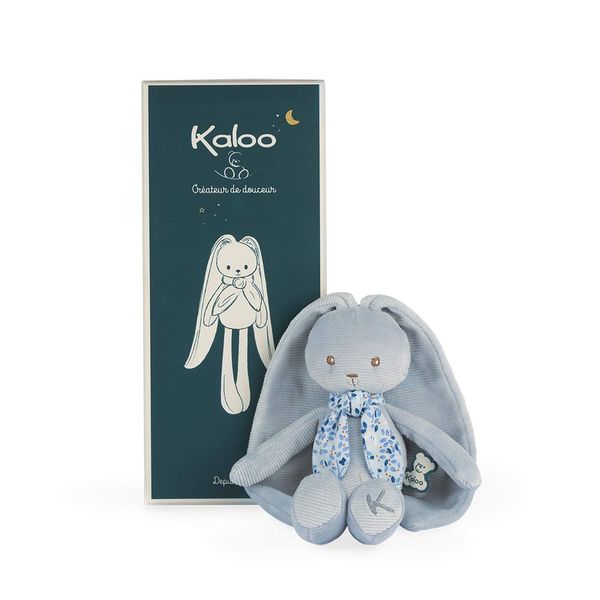 Kaloo - Lapinoo - Rabbit Doll - Baby’s Bi-Material Jersey & Knit Fabric Toy - 9.8"/25 cm - Blue Colour - Ultra-Soft materials - Gift Box - K969939