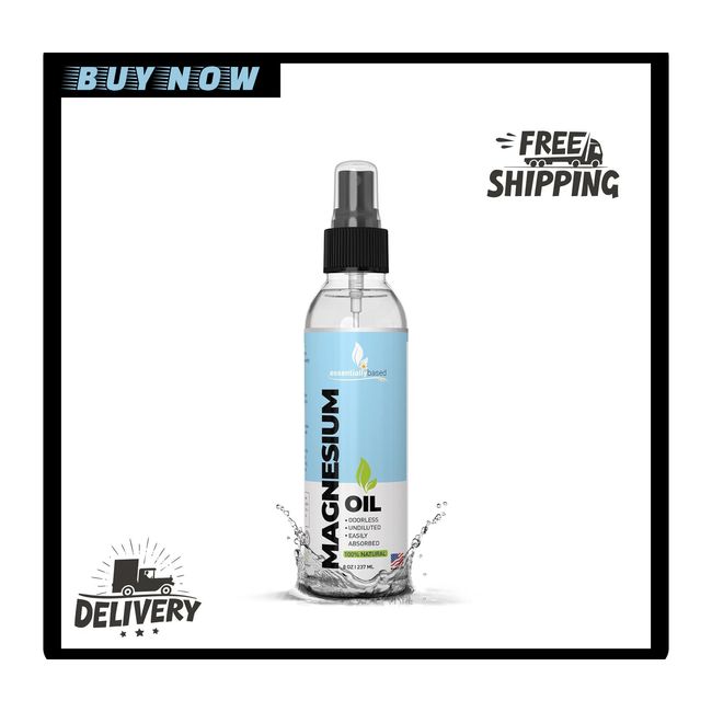 Magnesium Oil Spray - Large 8oz Size - Extra Strength - 100% Pure for Less Sting