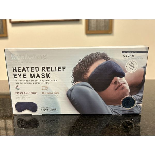 BROOKSTONE Hot & Cold Therapy Heated Eye Mask For Stress Relief CEDAR Scent NIB