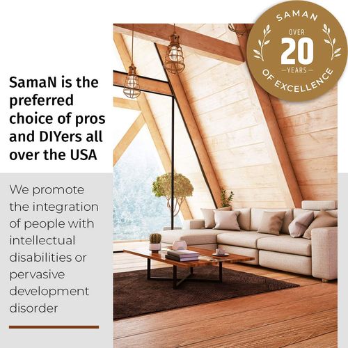SamaN Interior Water Based Varnish with Aluminum Oxide – Crystal Clear Wood Finish (Flat Finish, 16)
