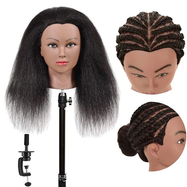 Afro Mannequin Head With Hair for Braiding Cornrow Practice Head 100% Hair  Training Mannequin Dummy Heads for Hairdressing Salon