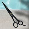 8" Full Black Barber Scissors Razor Sharp + Curved Finger Rests and Rubber Rings