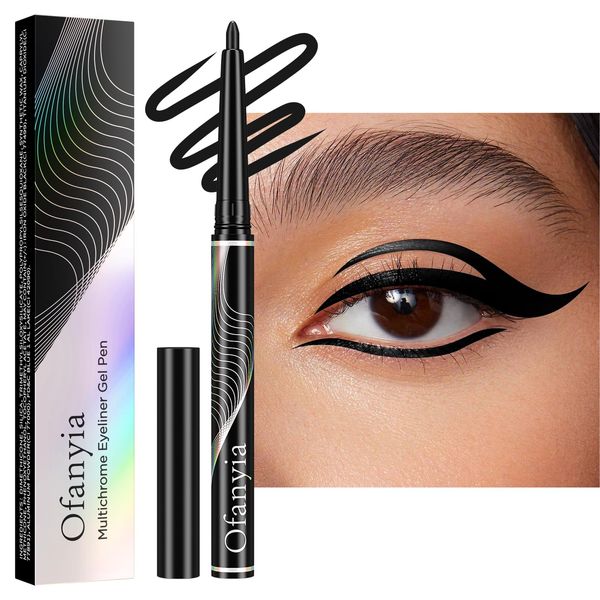 Ofanyia Eyeliner Pencil, Matte Black Gel Eyeliner, Waterproof Eyeliner, Long-lasting Smudge Proof Easy to Color Gel Eyeliner Pencil (05# Black)