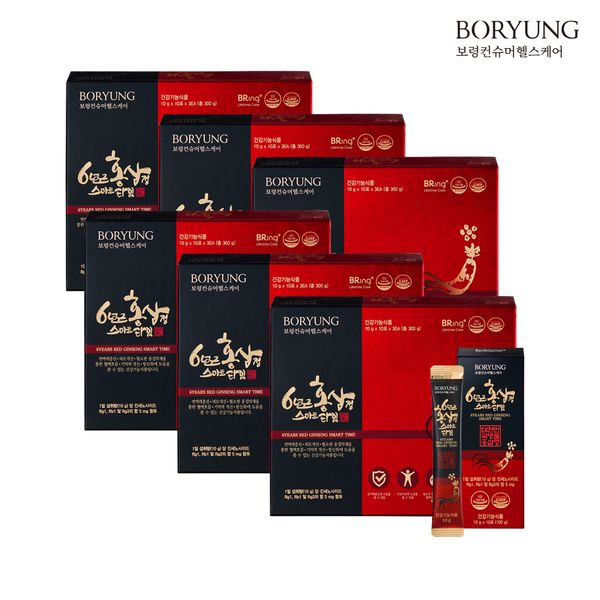 Boryeong 6-year-old red ginseng extract smart time red ginseng extract red ginseng stick gift set 30 packs, 6 pieces