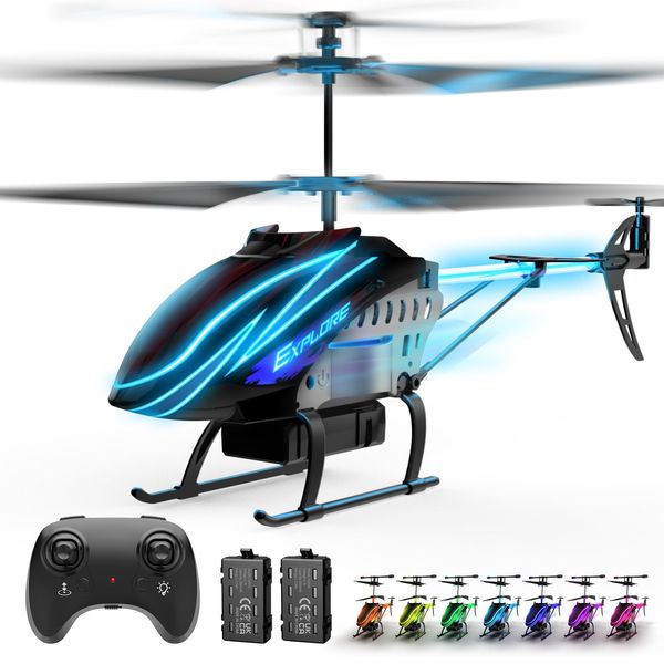 BUSSGO RC Helicopter, Remote Control Helicopter for Kids with 30Mins Flight(2 Batteries), 7+1 LED Light Modes, Altitude Hold, RC Toys for Boys Girls