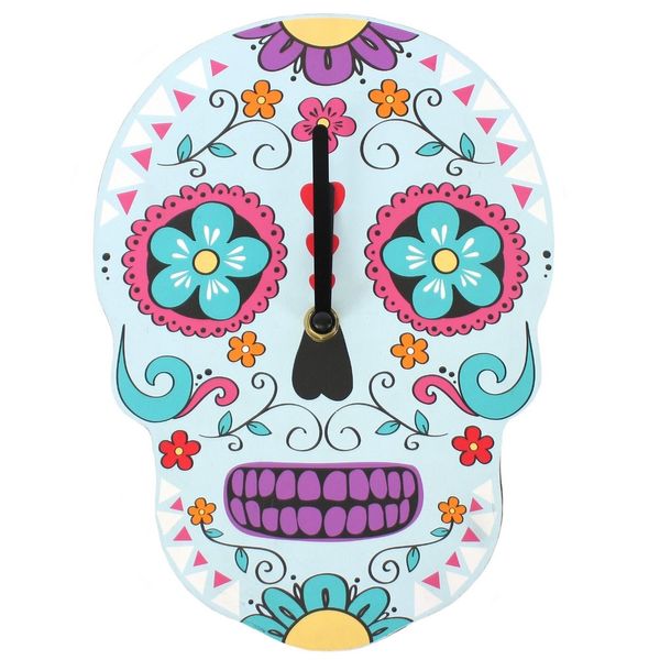 Something Different Candy Skull Clock, Pink