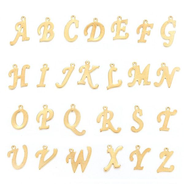 PH PandaHall 26pcs Alphabet Letter Charms, Golden Letter A-Z Pendants Metal Charms Loose Beads Charm with Jump Rings Personalized Jewellery Findings for DIY Necklaces Bracelets Keychains Making