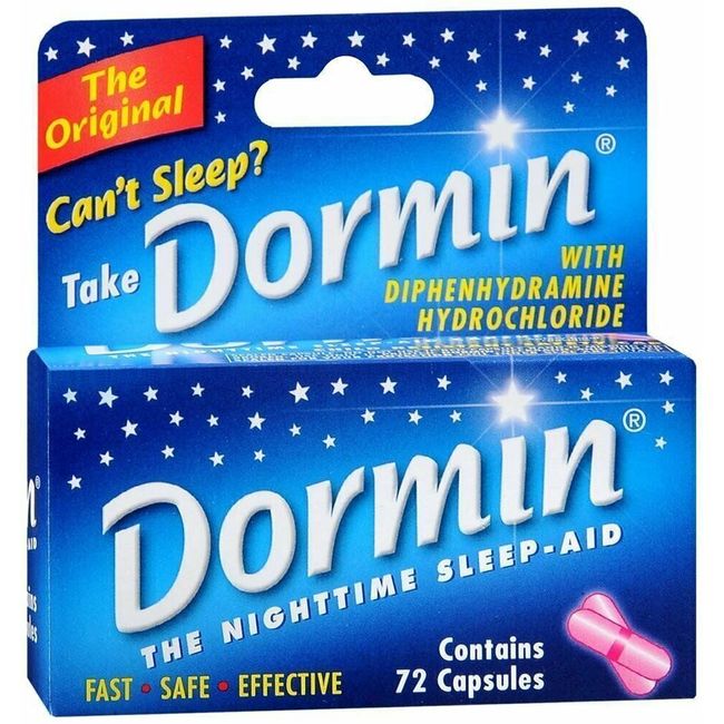 Dormin Nighttime Sleep Aid Fast Safe Effective Relief Original 72 ct Pack of 2