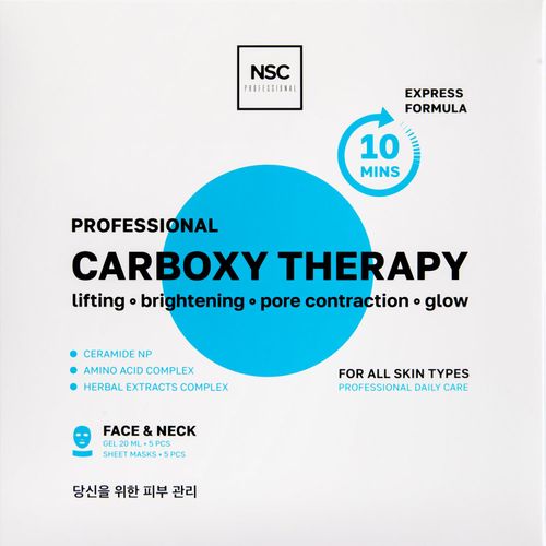 Name Skin Care Korean Carboxy CO2 Therapy Face & Neck Mask Set of 5 - Hydrating Oxygen Carboxytherapy Skincare Sheet Masks - Moisturizing Anti Aging Pore Tightening Brightening Facial Treatment Gel