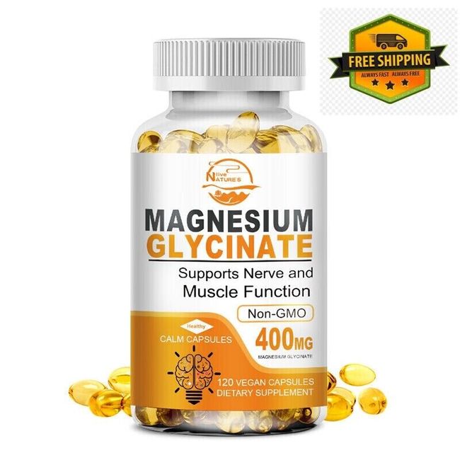 Magnesium Glycinate 400mg - 120 Capsules For Sleep, Stress Relief Support Bone