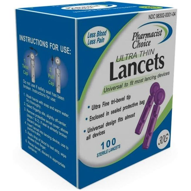 Pharmacist Choice Twist Top Ultra Thin 30G Lancets 100 CT. - 12 Pack