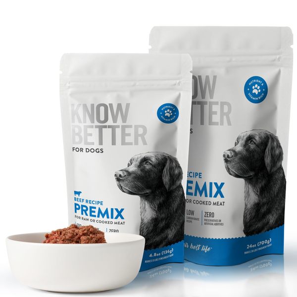 Know Better for Dogs - Beef Recipe, RAW or Cooked Premix/Supplement for Making Homemade Dog Food, All Natural, Holistic Veterinarian Approved, Grain Free, No Artificial Additives