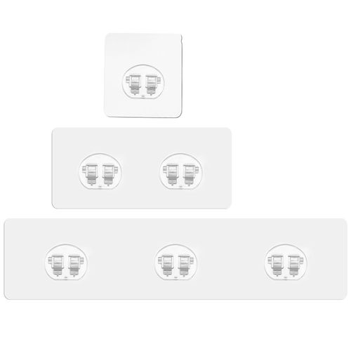 Zorfeter 14 Pack Shower Caddy Adhesive Replacement, Strong Adhesive Hooks Transparent Strips, No Drilling Stickers for Bathroom Corner Shelves/Kitchen Racks