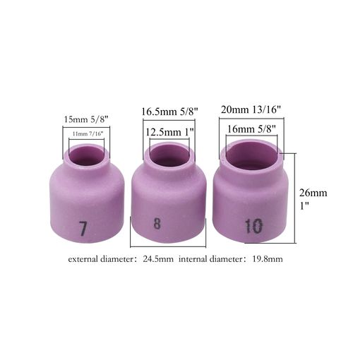 RIVERWELD TIG Stubby Gas Lens Alumina Nozzles Ceramic Cups 10# 5/8" 16.0mm 53N12SW for QQ300 PTA DB SR WP 17 18 26 TIG Welding Torches Pack of 10
