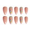 24pcs Almond Shape Nail Tips Water Drop Nail False Nail Making You More Nice ,Can Be Used For Wedding,Party,Holiday,Dating,Prom,Daily Life