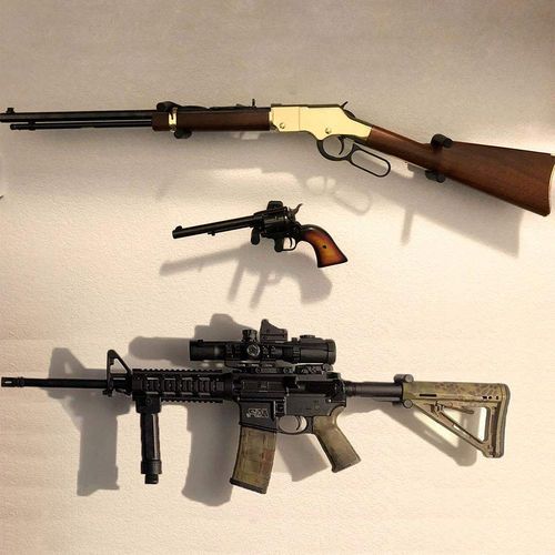 Mifz 4 Pack Vertical and Horizontal Rifle Hanger Wall Mount for Pistols, Shotgun, Airsoft, Pistol and Baseball Bat