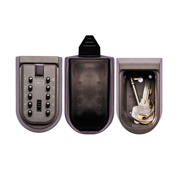 TSS Push Button Wall Mounted Key Safe - Outdoor Key Lock Box - 3 to 10 Digit Code Length - Easy Code Change - Keysafe - Key Holders for the home - Key Lock Box