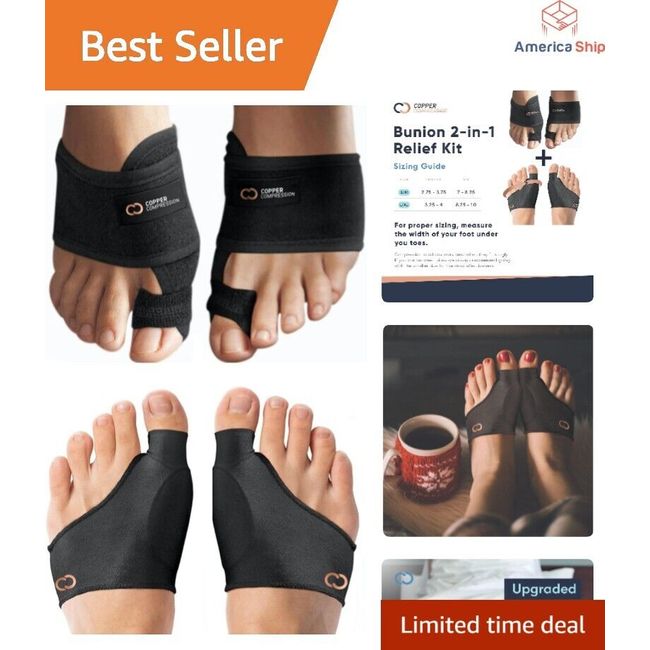 Bunion Relief Kit - Includes Corrector Cushion Sleeves & Toe Splints - S/M