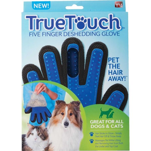 New In Box True Touch Five Finger Deshedding Glove Pet The Hair Away Dogs & Cats