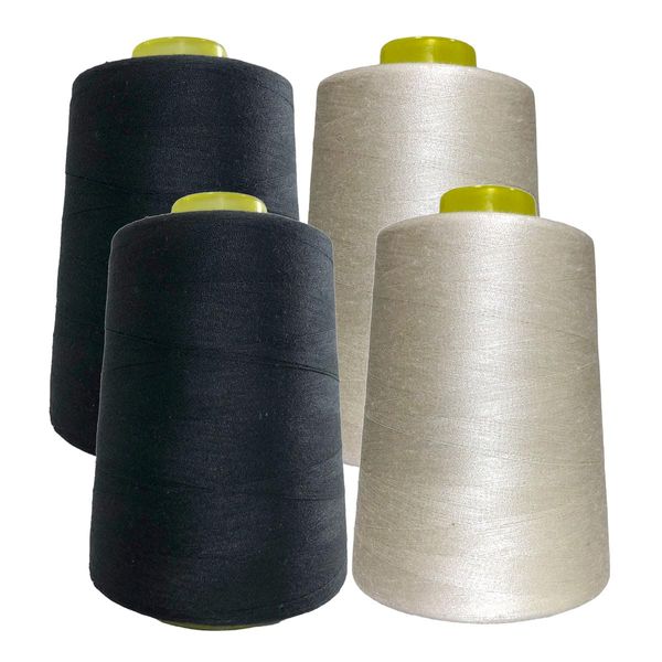JYC CREATIVE Sewing Thread, 4 Rolls, Polyester, High Strength, 14600m, Black + Red