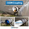 Fernco 4" ICON RC Pushfit DWV Coupling Sheared Off Pipe Connector with Shielded Coupler, Plastic, Cast Iron and Copper