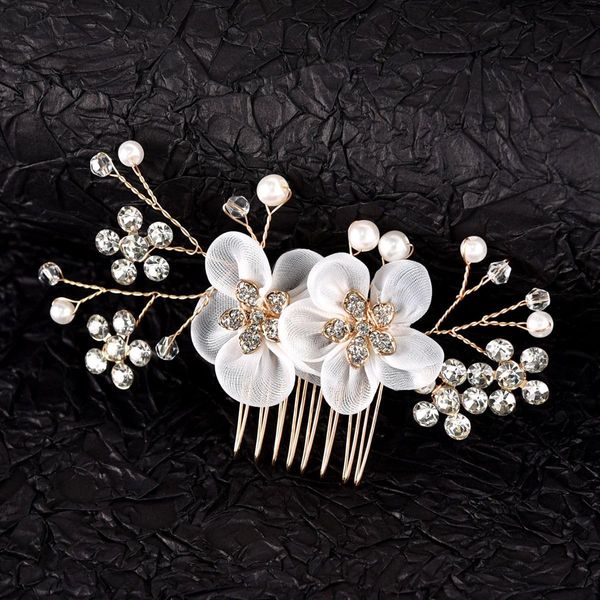 VMila Wedding Pearl Hair Comb Wedding Hair Comb Bridal Hair Accessories Pearl Flower Hair Accessories For Women Girls Wedding Hair Accessories (Cloth Flower)