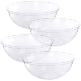 Clear Plastic Serving Bowls, 150 Oz. 4 Pack - Round Disposable Bowls, Punch  Bowl, Party Bowl, Chip Bowl Containers - Great for Candy, Salads, Parties,  & Serving Food - Large Salad Bowl