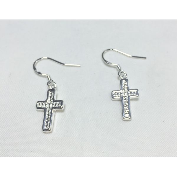 FixtureDisplays® Silver Plated Alloy Cross Earring 13284 13284