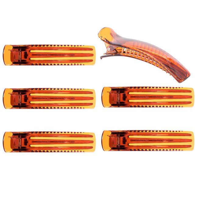 RC ROCHE ORNAMENT 6 Pcs Womens Classic Alligator Duckbill Clips Side Slide Firm Grip Barrettes Girls Beauty Accessory Plastic Pin Hairclip Clamps Beautiful Hair Décor, Large Brown