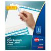 Avery Index Maker 5-Tab Dividers Clear Label Strips (115566) - 50 Sets/Box - NEW