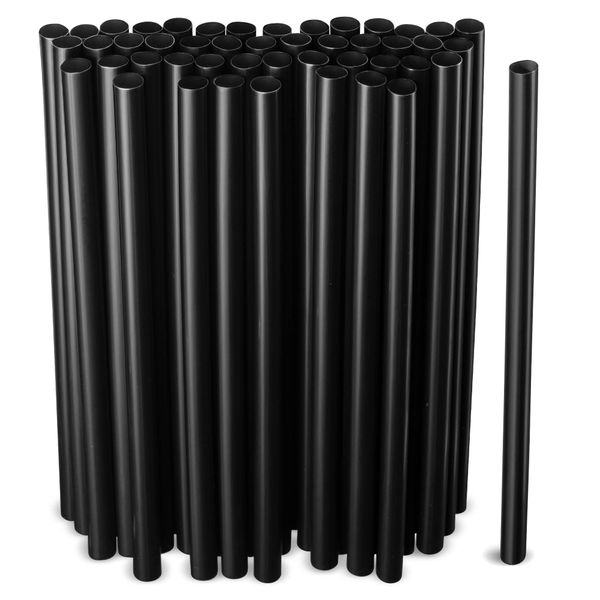 Black Jumbo Smoothie Straws, Black Disposable Wide-mouthed Large Milkshake Straws 9'' Inches High/Tall 100 pack