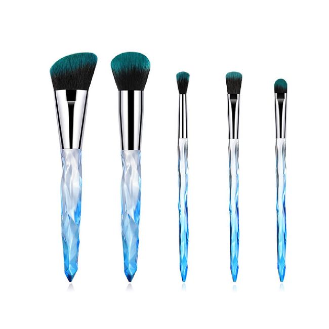 5 Stück Professionelles Make-Up-Pinsel-Set Hochwertiges Synthetisches Foundation Concealer Lidschatten Rouge Make-Up-Pinsel Für Frauen Mädchen Make-Up-Tools (Klares Kristallblau)