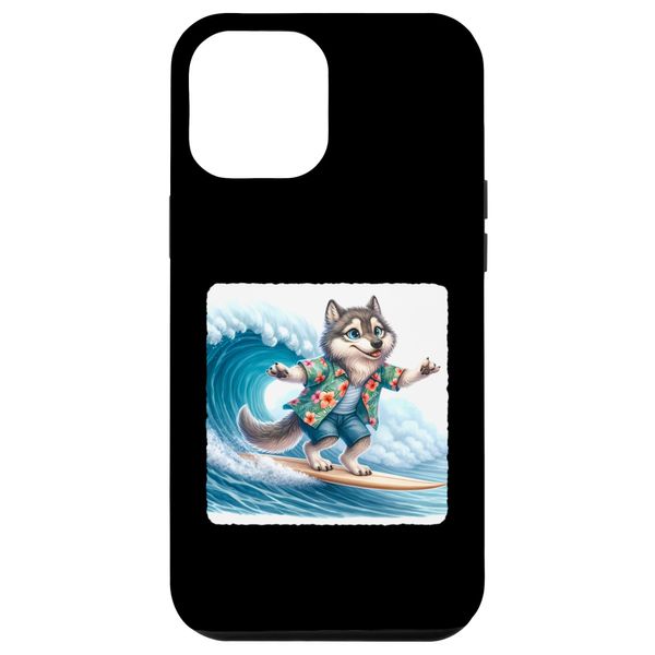 iPhone 14 Pro Max Wolf Surfing. Surfer Surfboard Wave Concentration Balance Case