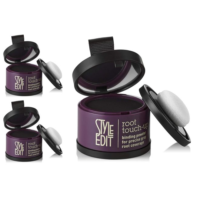 Root Touch Up Powder By Style Edit, to Cover Up Dark Roots and Grays Between Salon Visits, Water Resistant, Non-Sticky, Compact And Mess-Free, Medium Brown Hair Color (Pack of 3)