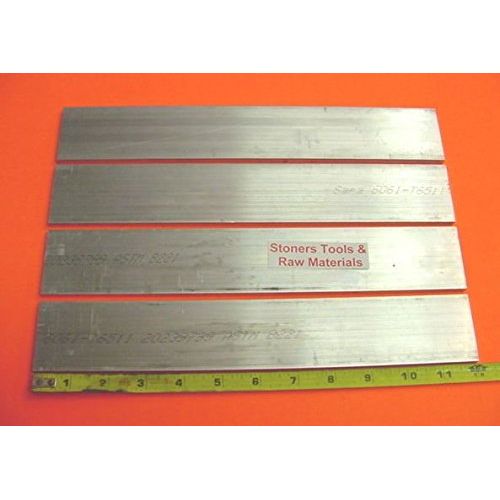 4 Pieces 3/8" X 2" Aluminum 6061 Flat BAR 12" Long T6511 .375" Plate Mill Stock