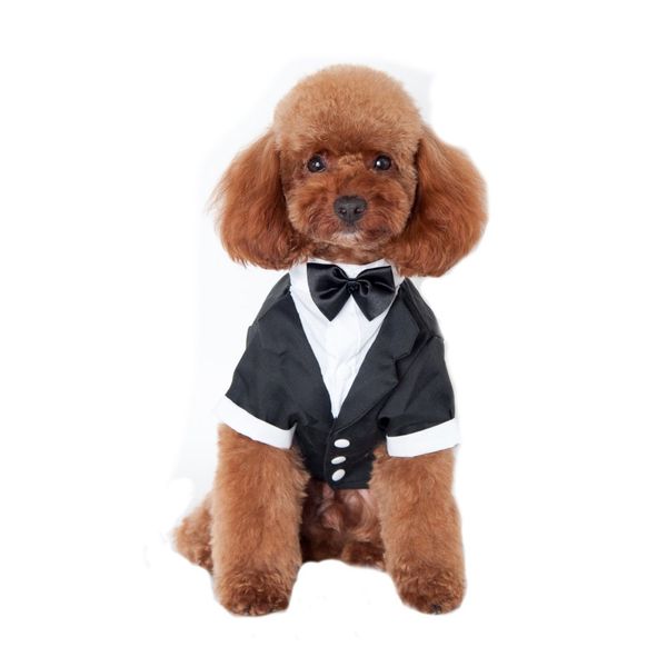 Keysui Black Dog Tuxedo Suit Puppy Wedding Clothes Coat Doggie Costume Small Size